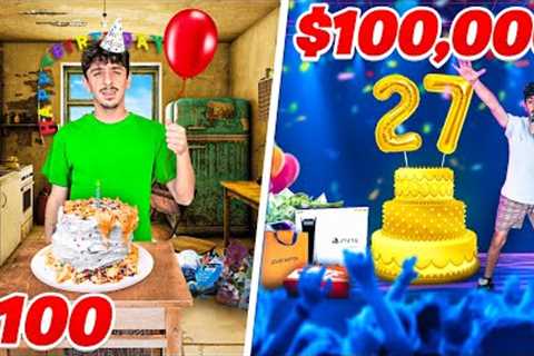 I Threw A $100 VS $100,000 Birthday Party!